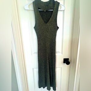 Say What? Olive Green Knit Dress Large Metallic NWOT